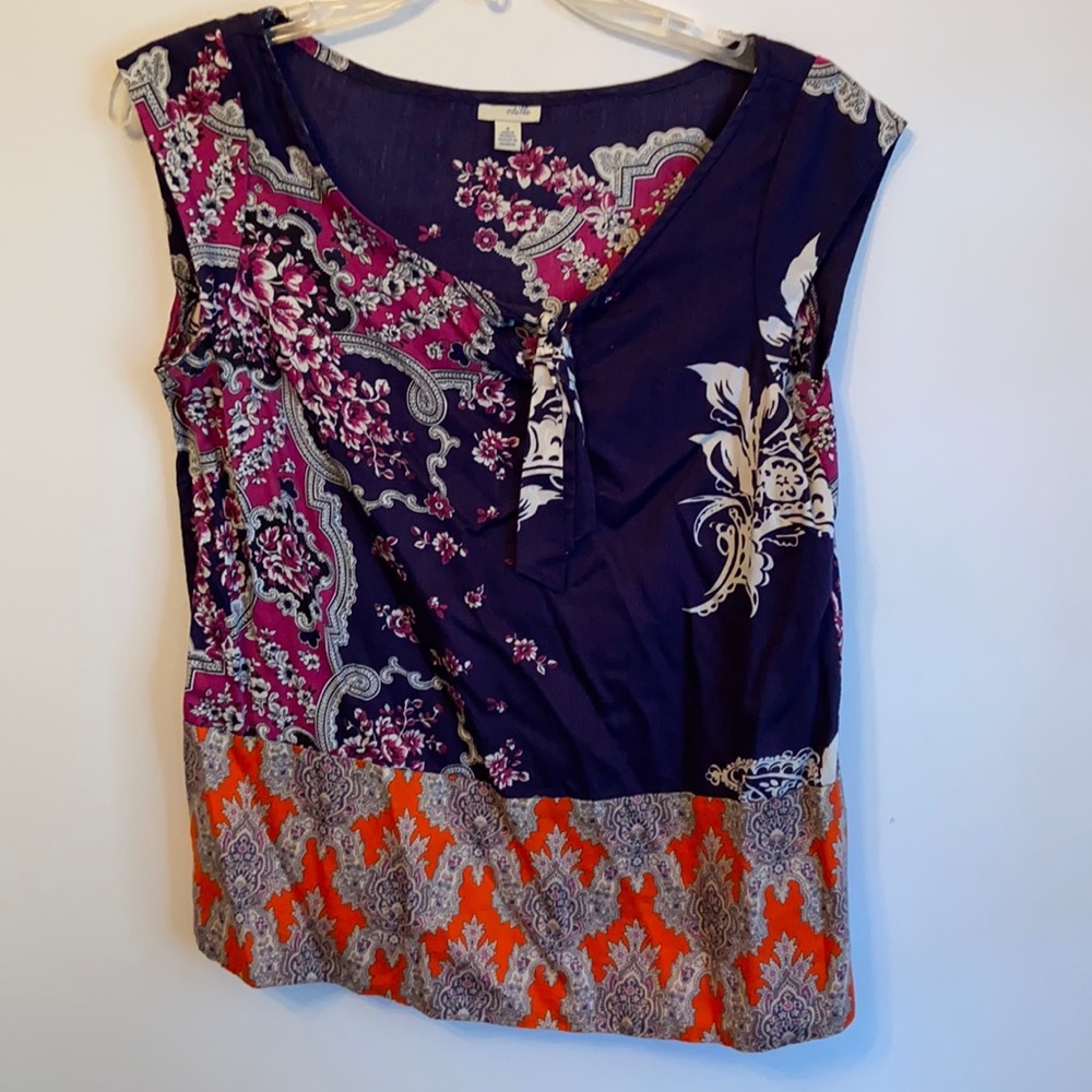 Navy Blue floral Anthropologie top